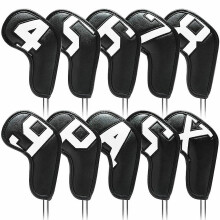 (White on black) Golf Club Head Covers Golf Iron Covers Golf Wedge Covers Protective Covers 456789apsx