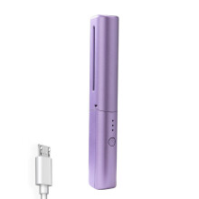 (Purple) Hair Threeinone Heated Straightening Comb Portable Compact Usb Rechargeable