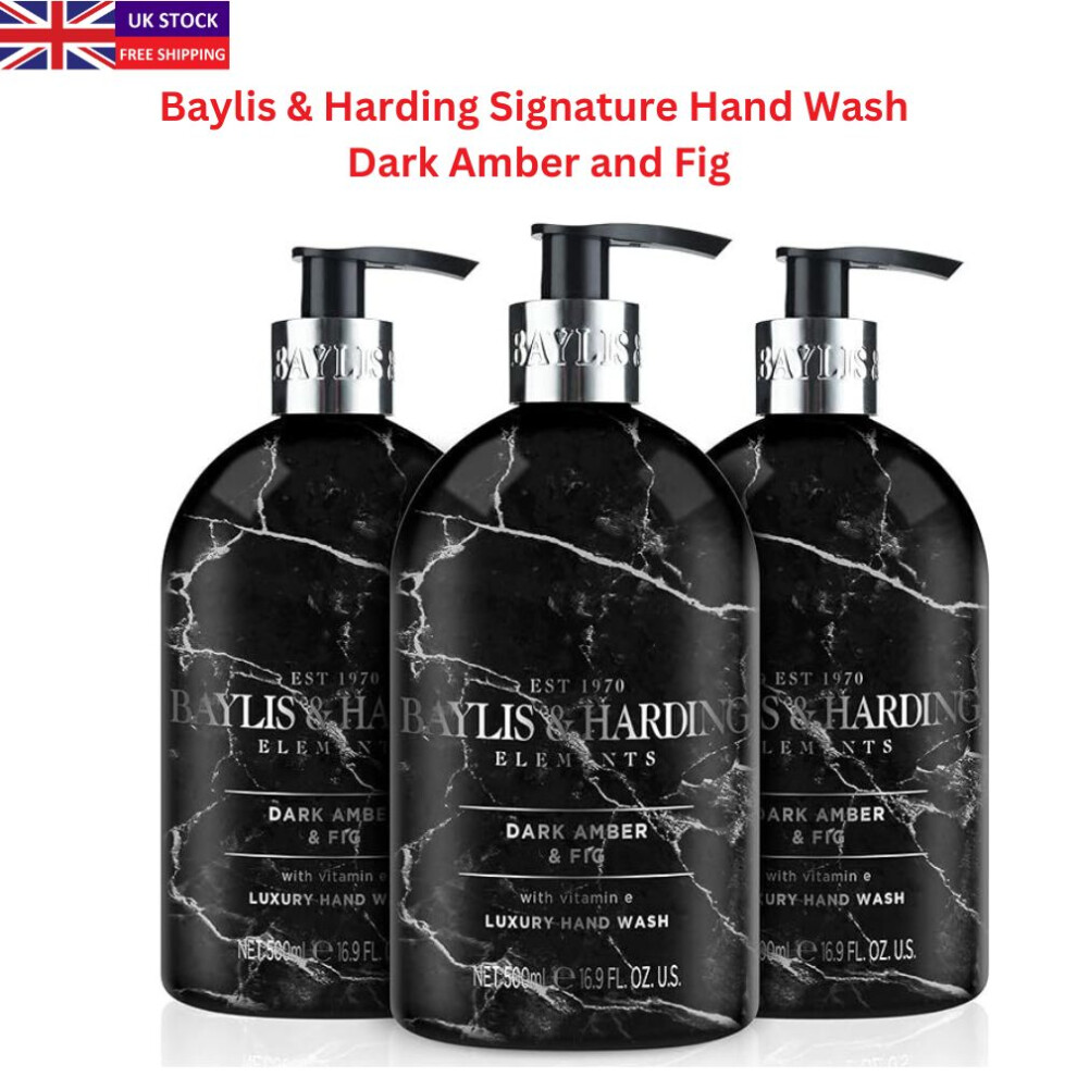 (Dark Amber and Fig - 500 ml (Pack of 3)) Baylis & Harding Hand Wash