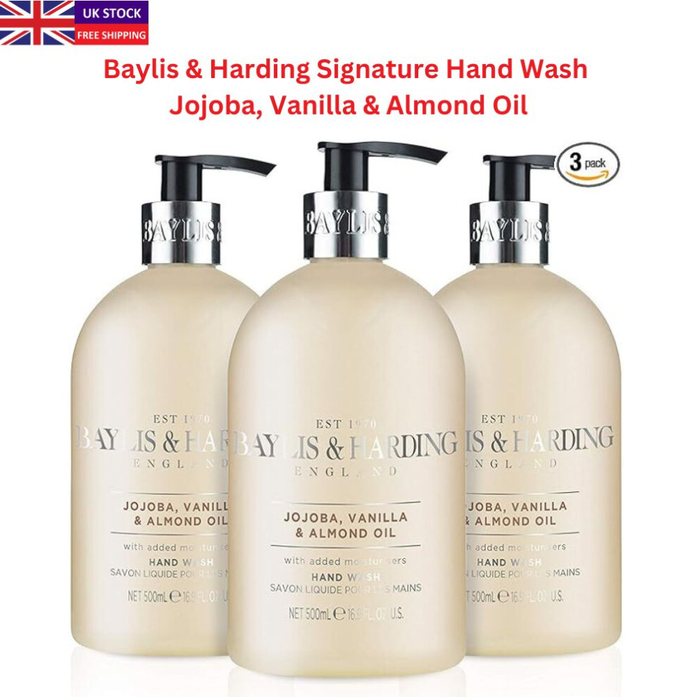 (Jojoba, Vanilla & Almond Oil - 500 ml (Pack of 3)) Baylis & Harding Hand Wash