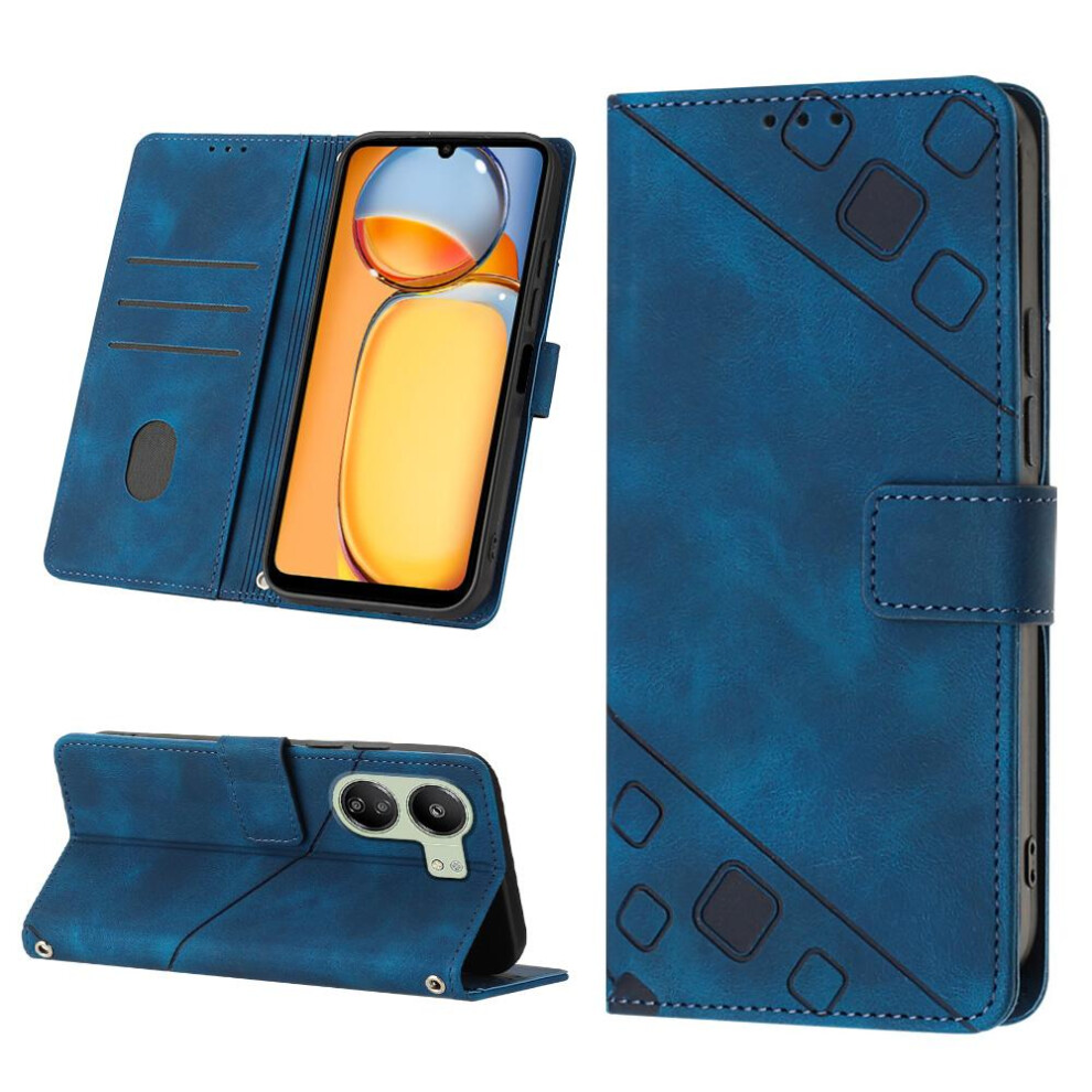 (Blue) Case For Xiaomi Redmi 13C 4G Magnetic Leather Card Holder Wallet Flip Cover Blue 764762684440