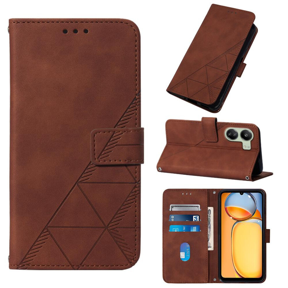 (Brown) Case For Xiaomi Redmi 13C 4G Pu Leather Credit Card Holder Wallet Cover Flip Folio Book Protective Brown 764762686406