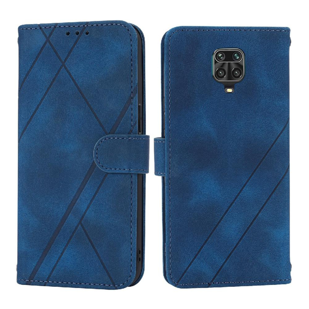 (Blue) Filp Case For Xiaomi Redmi Note 9S Kickstand Wrist Strap Pu Leather Cover Hand Wallet Credit Card Holder Blue 764762688462