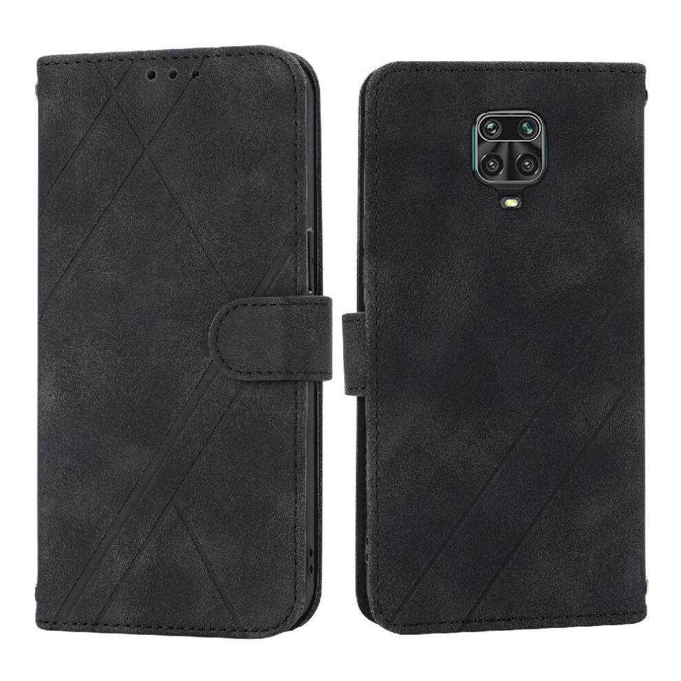 (Black) Filp Case For Xiaomi Redmi Note 9S Kickstand Wrist Strap Pu Leather Cover Hand Wallet Credit Card Holder Black 764762688479