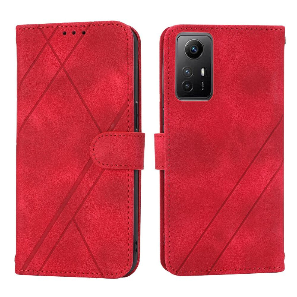 (Red) Filp Case For Xiaomi Mi Note 12S 4G Pu Leather Cover Wrist Strap Hand Wallet Credit Card Holder Kickstand Red 764762689001