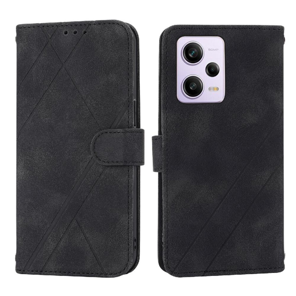(Black) Filp Case For Xiaomi Redmi Note 12 4G Kickstand Hand Wallet Pu Leather Cover Wrist Strap Credit Card Holder Black 764762689322