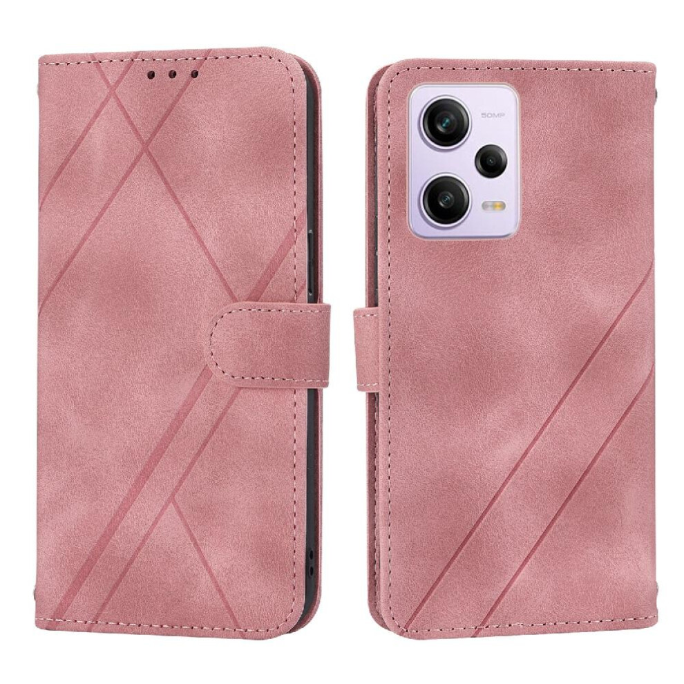 (Pink) Filp Case For Xiaomi Redmi Note 12 4G Kickstand Hand Wallet Pu Leather Cover Wrist Strap Credit Card Holder Pink 764762689292