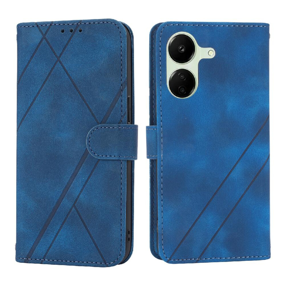 (Blue) Filp Case For Xiaomi Redmi 13C 4G Hand Wallet Pu Leather Cover Kickstand Wrist Strap Credit Card Holder Blue 764762689711