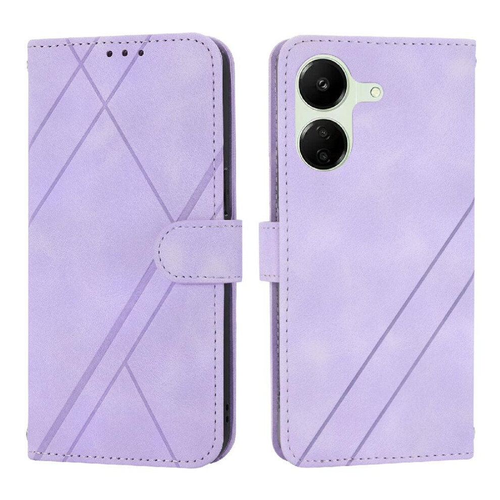 (Purple) Filp Case For Xiaomi Redmi 13C 4G Hand Wallet Pu Leather Cover Kickstand Wrist Strap Credit Card Holder Purple 764762689681