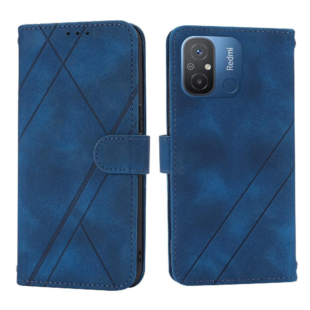 (Blue) Filp Case For Xiaomi Redmi 12C/11A 4G Hand Wallet Pu Leather Cover Wrist Strap Credit Card Holder Kickstand Blue 764762689810