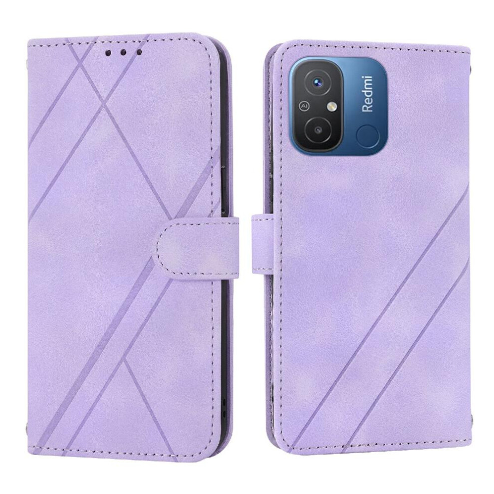 (Purple) Filp Case For Xiaomi Redmi 10C Pu Leather Cover Wrist Strap Hand Wallet Credit Card Holder Kickstand Purple 764762689834