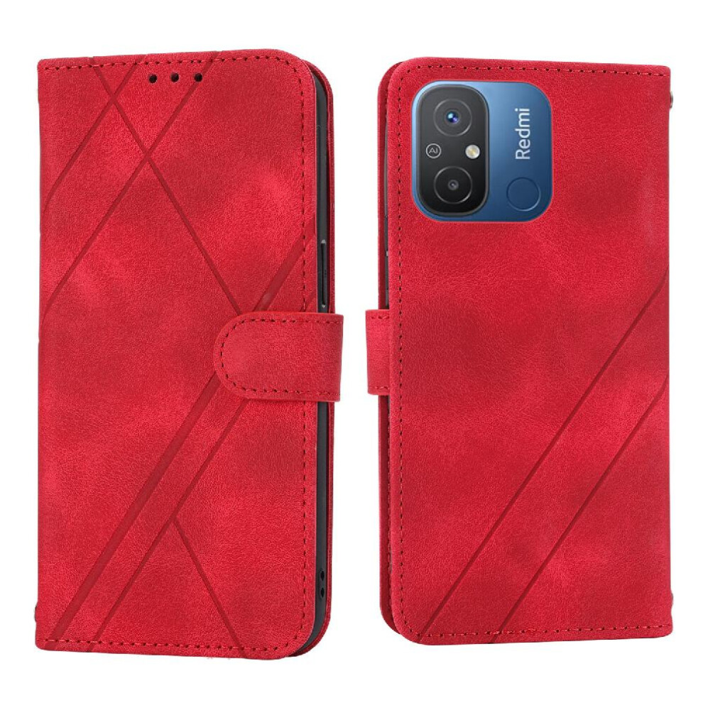 (Red) Filp Case For Xiaomi Mi 10A/9C Wrist Strap Kickstand Hand Wallet Pu Leather Cover Credit Card Holder Red 764762689902