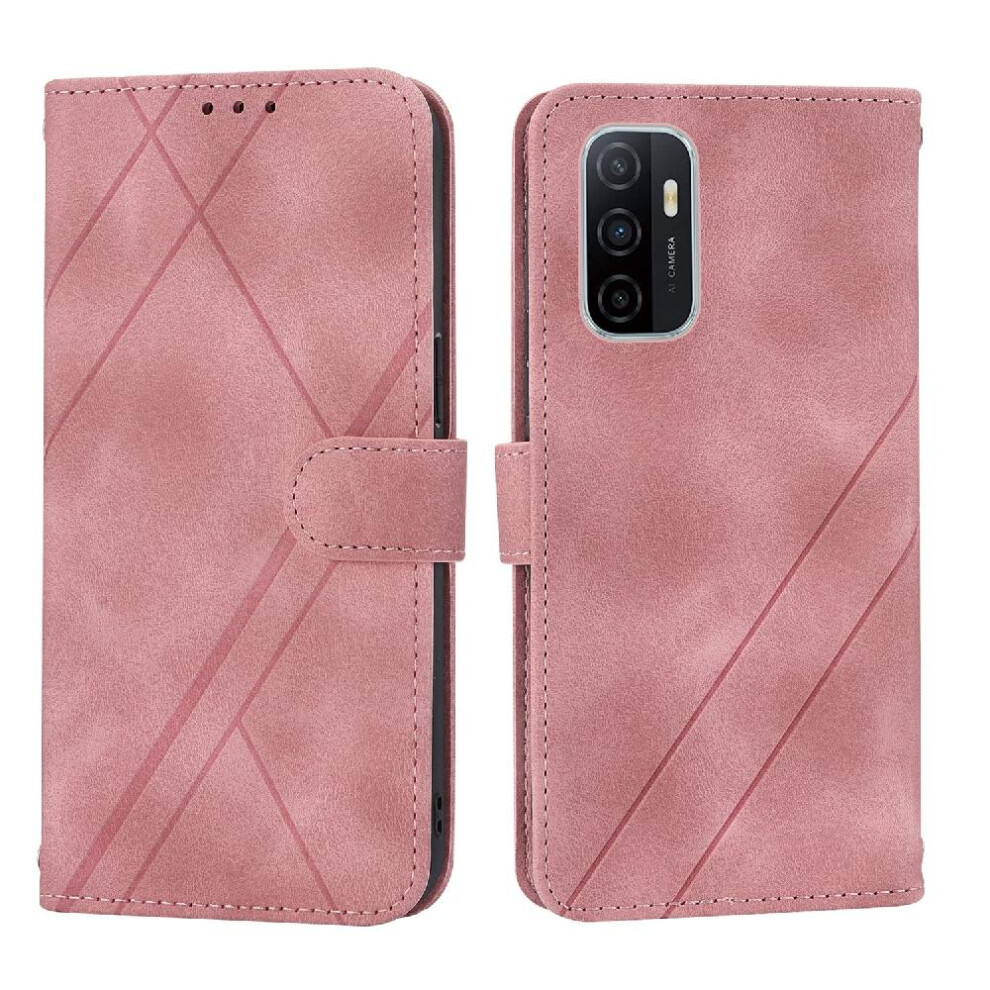 (Pink) Filp Case For Oppo A93 5G/A74 5G/A54 5G/A93s Wrist Strap Pu Leather Cover Kickstand Hand Wallet Credit Card Holder Pink 764762690496