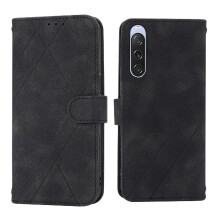 (Black) Filp Case for Sony Xperia 1 V Wrist Strap Credit Card Holder Pu Leather Cover Hand Wallet Kickstand