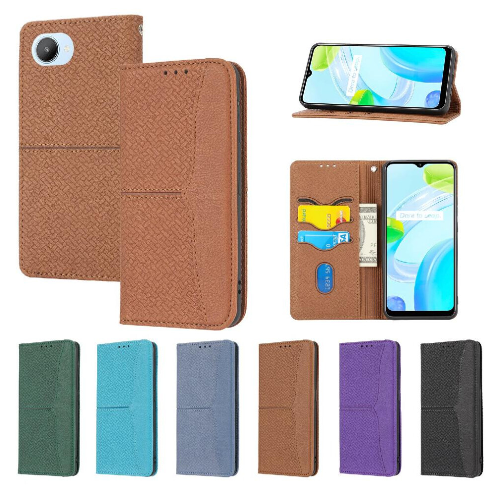 (Brown) Case For Realme C30/C30s/Narzo 50I Prime Flip Folio Book Credit Card Holder Pu Leather Cover Hand Wallet Brown 764762693886