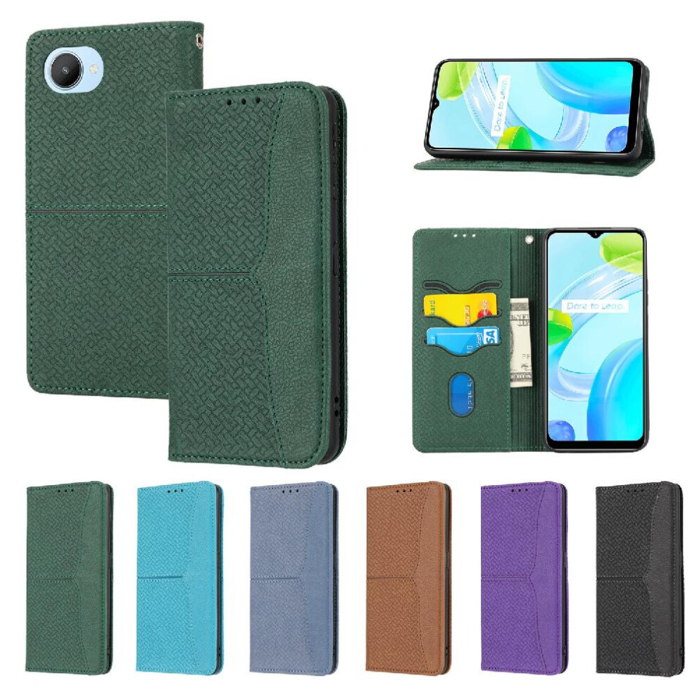 (Green) Case For Realme C30/C30s/Narzo 50I Prime Flip Folio Book Credit Card Holder Pu Leather Cover Hand Wallet Green 764762693916