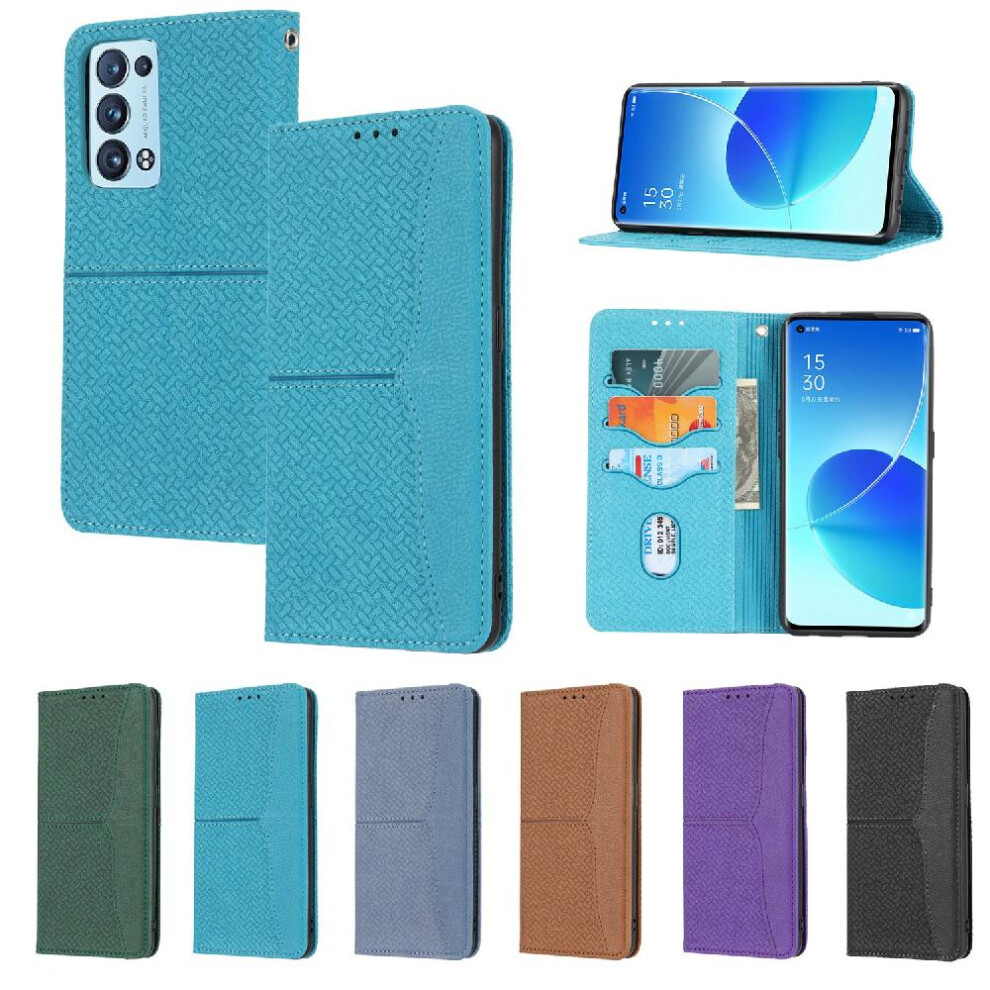(Blue) Case For Oppo A36 4G/A76 4G/A96 4G Hand Wallet Flip Folio Book Pu Leather Cover Credit Card Holder Blue 764762694043