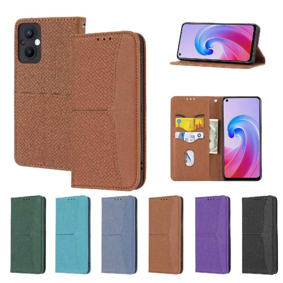 (Brown) Case For Oppo A96 5G/Reno 7Z 5G/Reno 8Z 5G Flip Folio Book Pu Leather Cover Credit Card Holder Hand Wallet Brown 764762695149