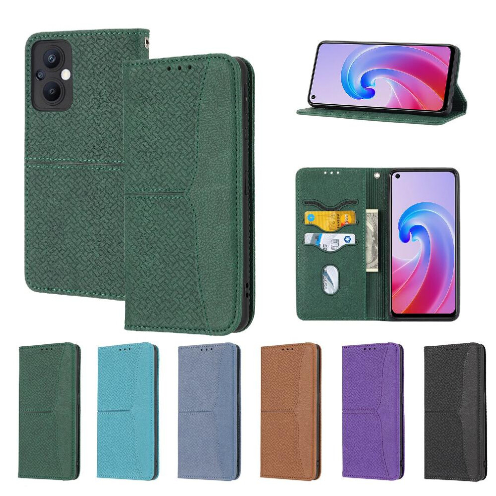 (Green) Case For Oppo A96 5G/Reno 7Z 5G/Reno 8Z 5G Flip Folio Book Pu Leather Cover Credit Card Holder Hand Wallet Green 764762695170