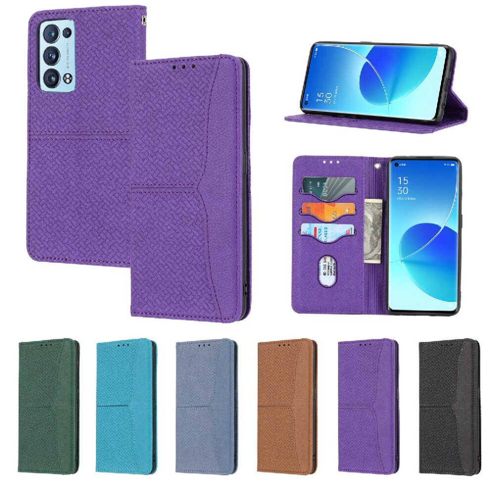 (Purple) Case For Oppo A93 5G/A74 5G/A54 5G/A93s Flip Folio Book Pu Leather Cover Credit Card Holder Hand Wallet Purple 764762695316