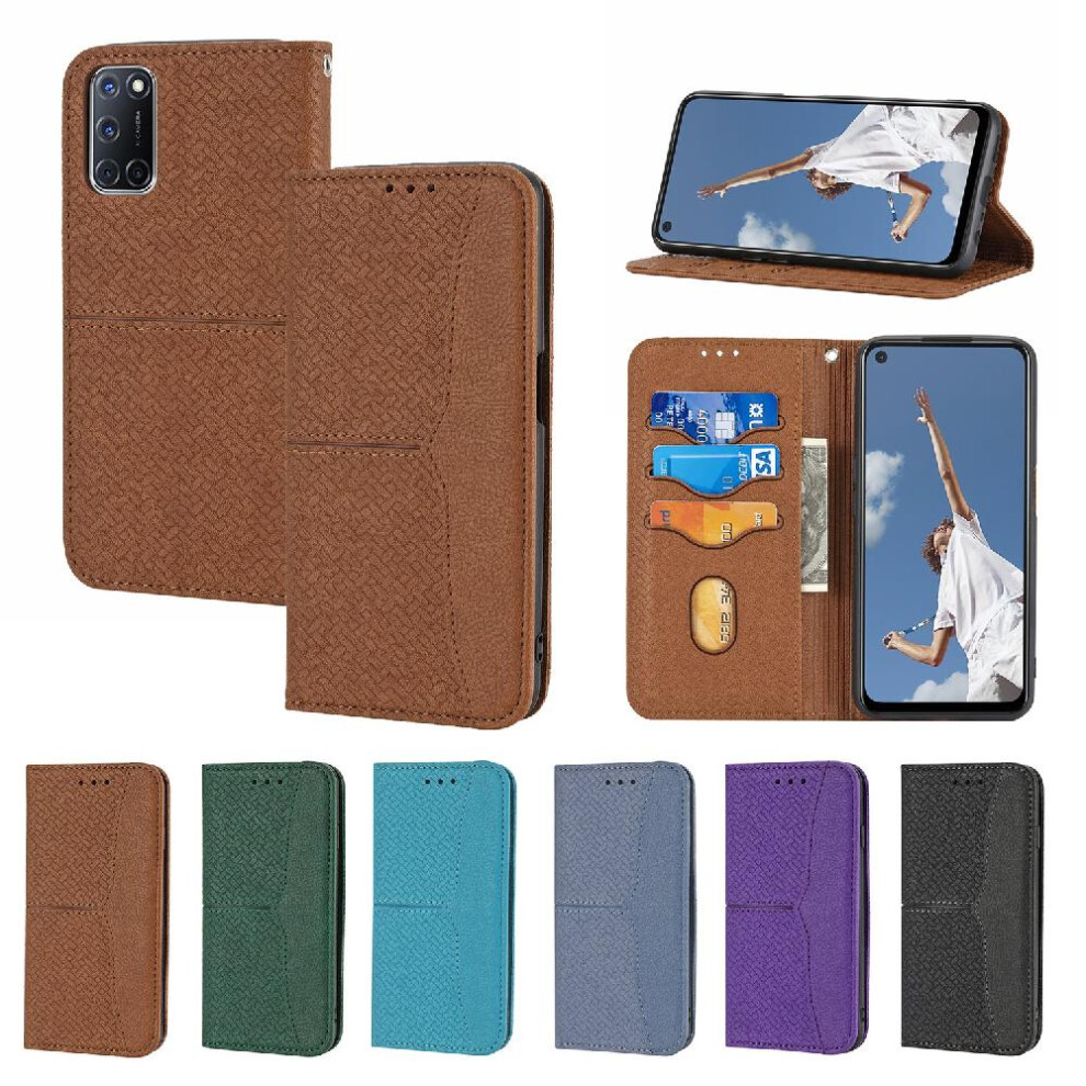 (Brown) Case For Oppo A16/A54 4G/A55 4G Flip Folio Book Pu Leather Cover Hand Wallet Credit Card Holder Brown 764762695323