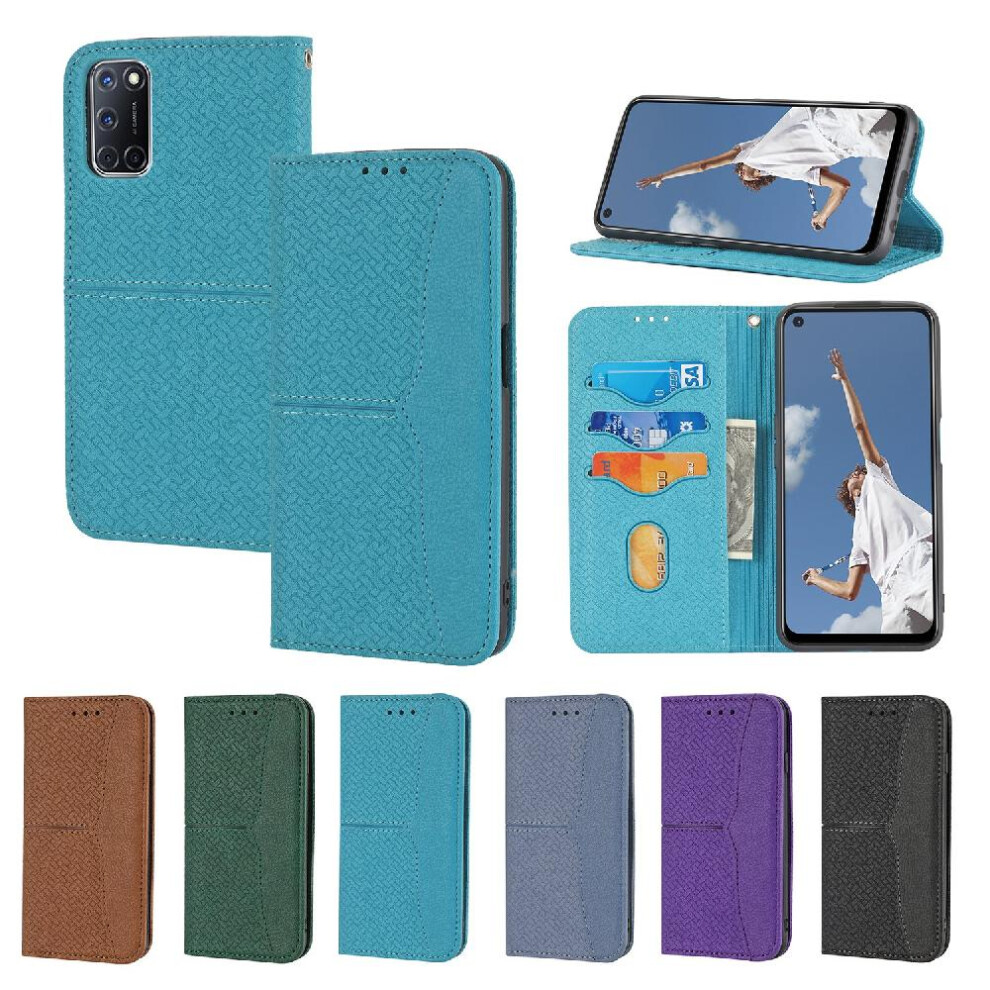(Blue) Case For Oppo A16/A54 4G/A55 4G Flip Folio Book Pu Leather Cover Hand Wallet Credit Card Holder Blue 764762695361