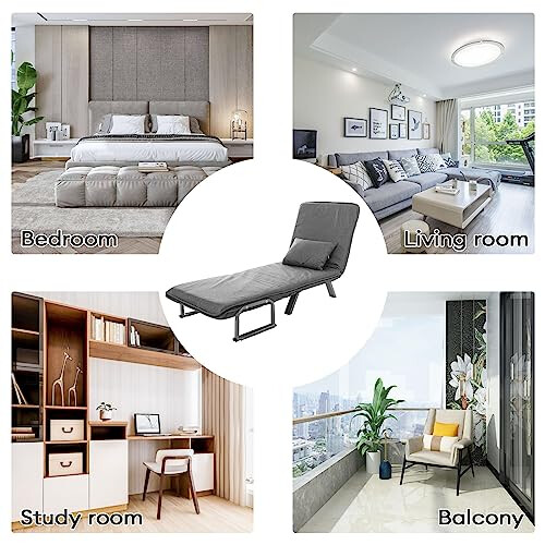 3-in-1 Folding Single Sofa Bed Chair Modern Fabric Lounge Sleeper 2