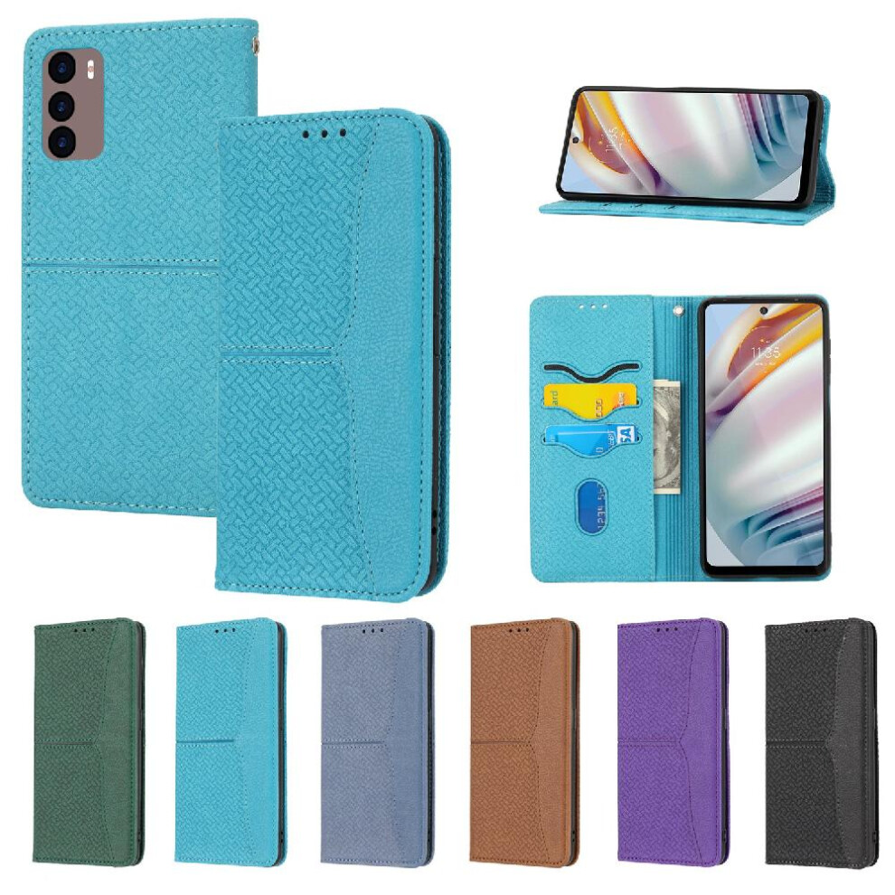 (Blue) Case For Motorola Moto G42 4G Pu Leather Cover Flip Folio Book Hand Wallet Credit Card Holder Blue 764762696863