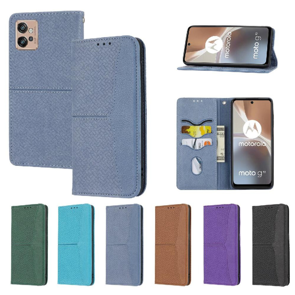 ( ) Case For Motorola Moto G32 Pu Leather Cover Hand Wallet Credit Card Holder Flip Folio Book Gray 764762696962