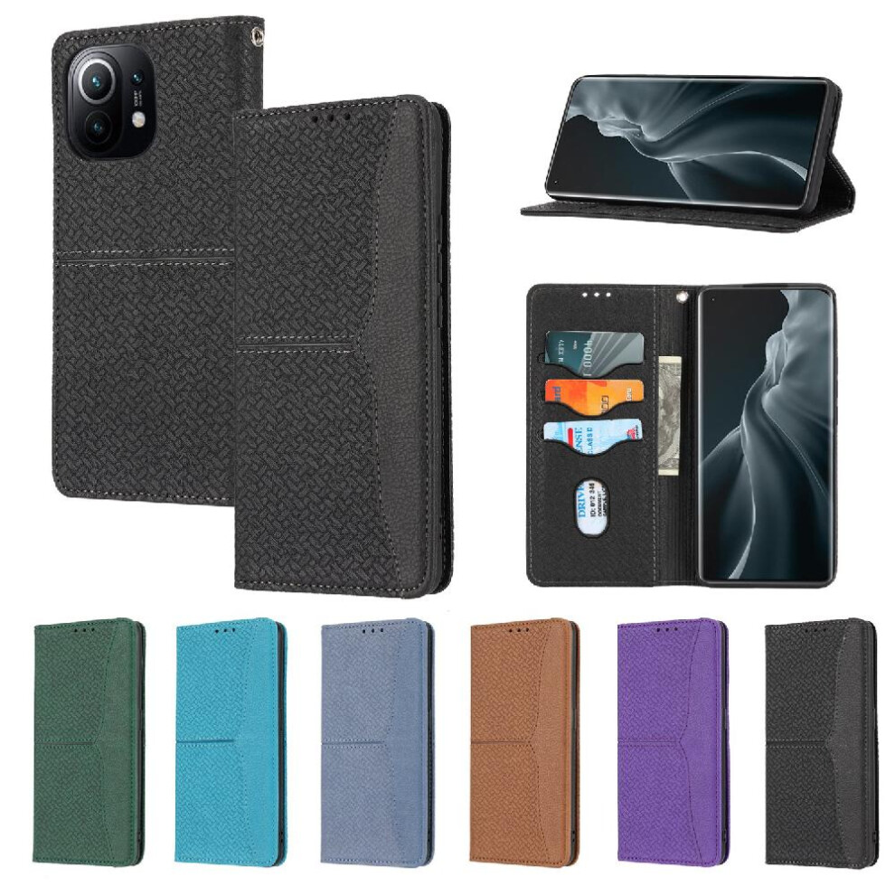 (Black) Case For Xiaomi Mi 11 Lite Pu Leather Cover Credit Card Holder Flip Folio Book Hand Wallet Black 764762699413
