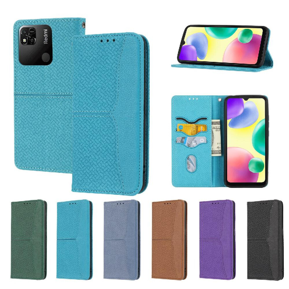 (Blue) Case For Xiaomi Redmi 12C Flip Folio Book Pu Leather Cover Hand Wallet Credit Card Holder Blue 764762699987