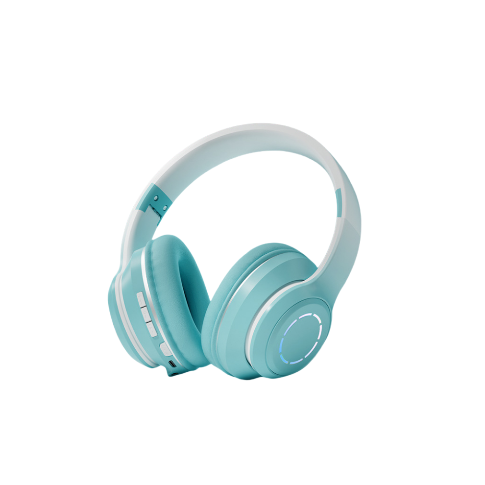 () Music Headset Gradient Bluetooth Headphone Wireless Led Gamer Earphone Kids Green/Light 6292610177676