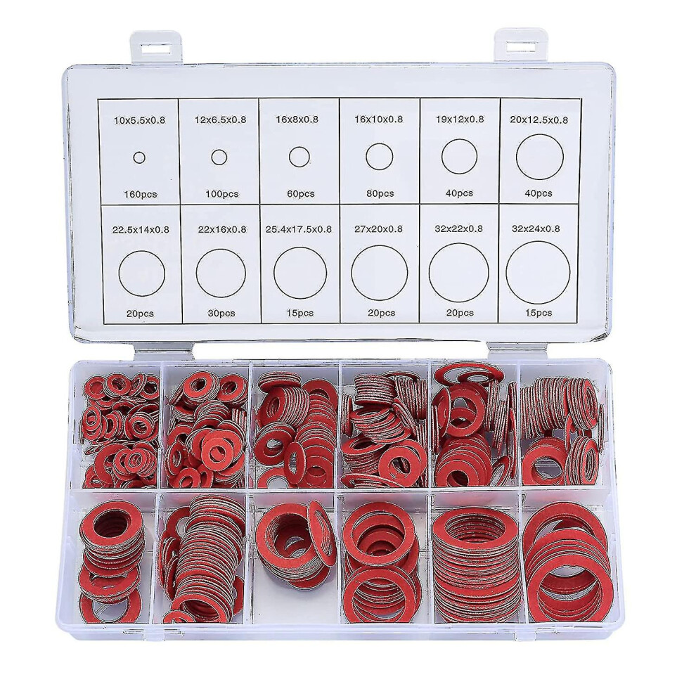 600Pcs Fibre Washer Assorted Kit 12 Size Red Steel Paper Fiber Flat Washer Kit Flat Ring Seal Assor (Tangling) 9158807393366