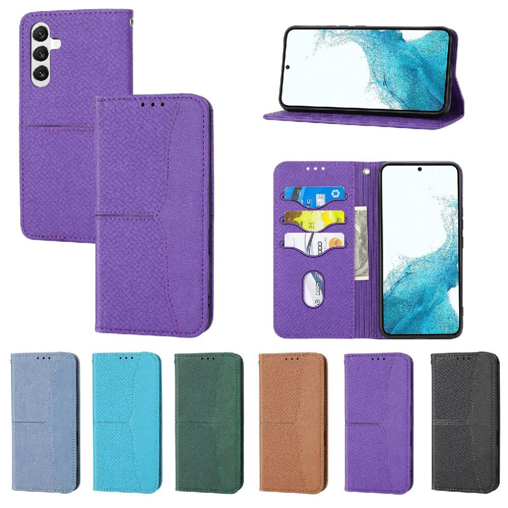 (Purple) Case For Samsung Galaxy A24 4G Pu Leather Cover Credit Card Holder Flip Folio Book Hand Wallet Purple 764762702090