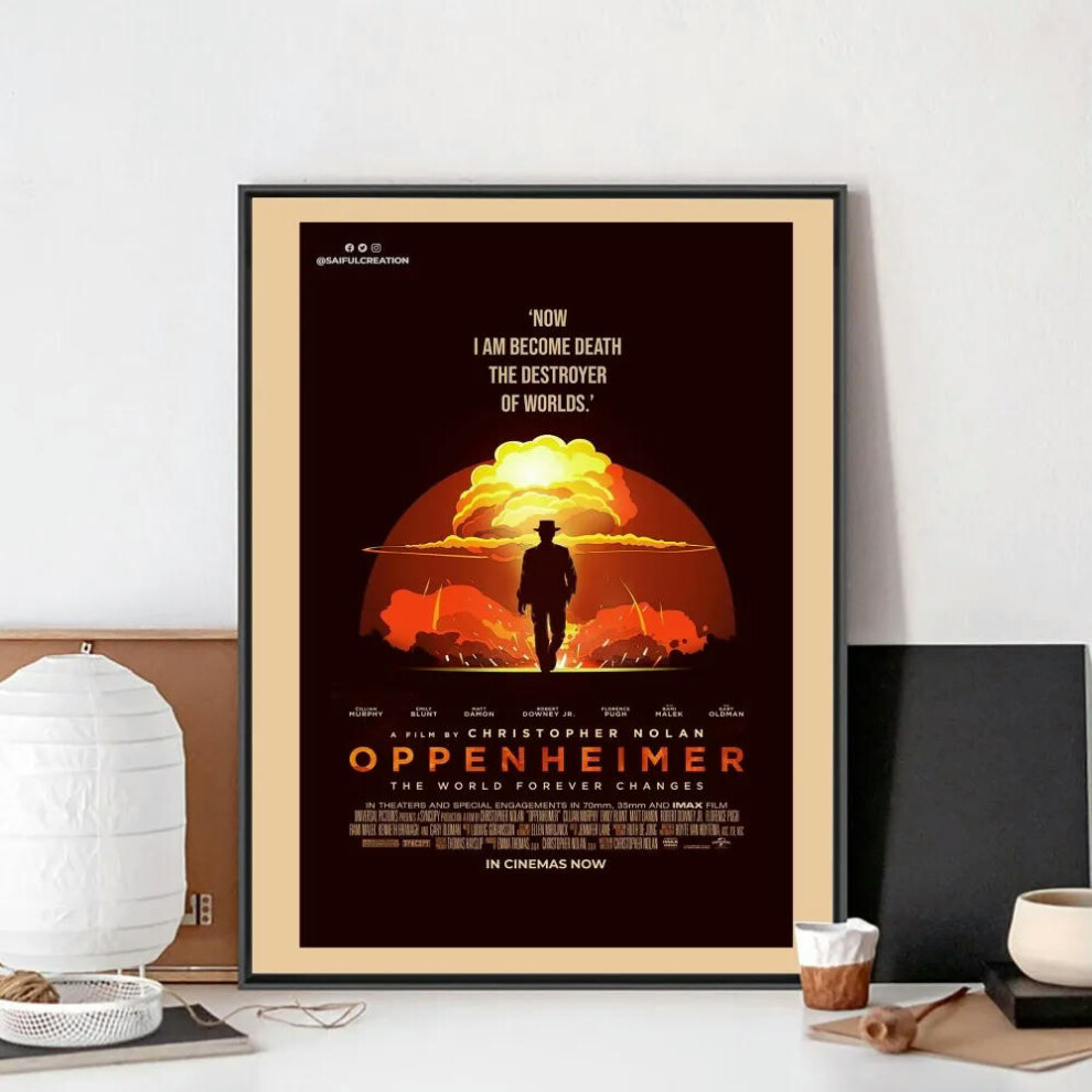 (z7, 50x70cm) Movie Oppenheimer Poster No Framed Poster Kraft Club Bar Paper Vintage Poster Wall Art Painting Bedroom Study Stickers