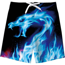 (Dragon, 13-14 Years Plus) Boys Swimming Trunks Kids Summer 3d Print Swim Shorts Funky Uv Protection Quick Dry Loose Beach Shorts With Pockets 7-14 Years Raoliang