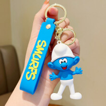 (Jokey Smurf) Papa Jokeyette The Silicone Keychain Cartoon Pendant Blue