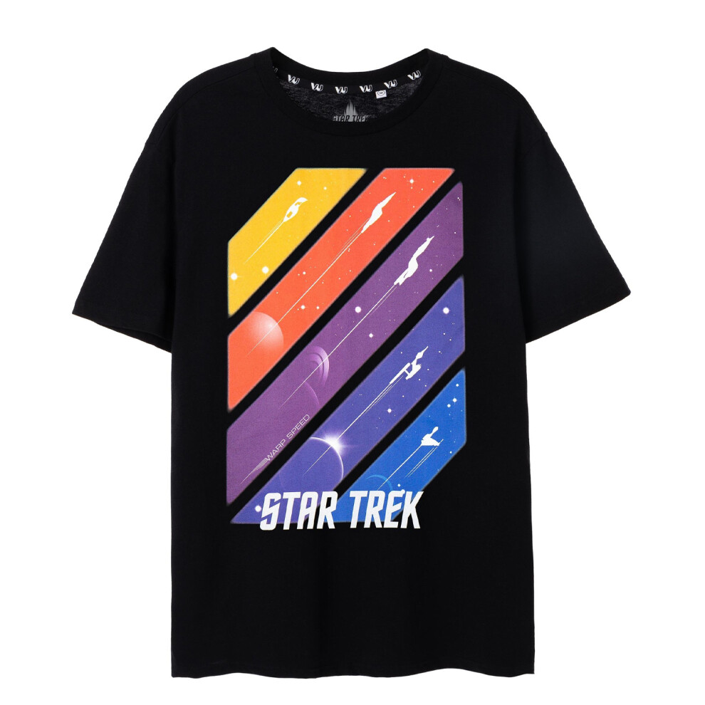 (L, Black) Star Trek Mens Ships In Space Short-Sleeved T-Shirt