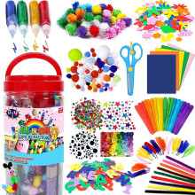 Arts And Crafts Supplies For Kids Crafts - Arts And Crafts For Kids Age 4-8, 4-6, 8-12 With Glitter Glue Stick For Kids, Pipe Cleaners Craft