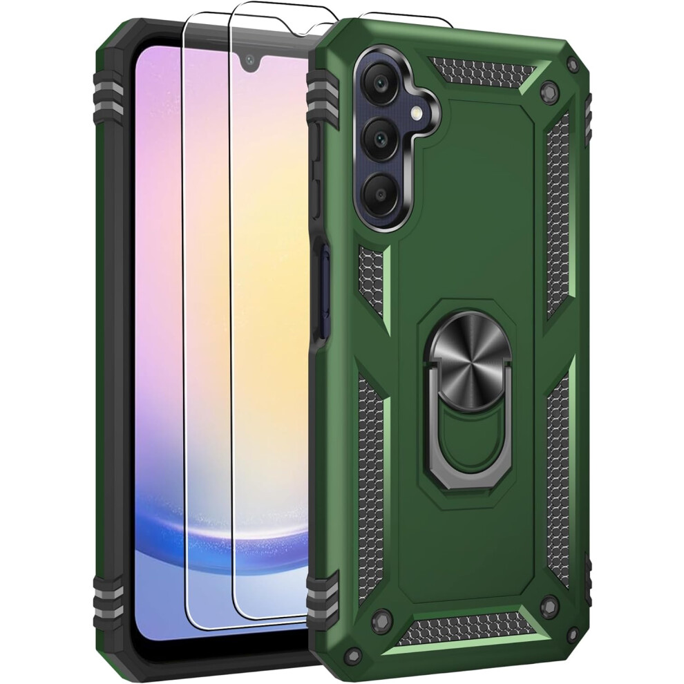 (Green) Samsung Galaxy A25 Shockproof Phone Cover +T Glass