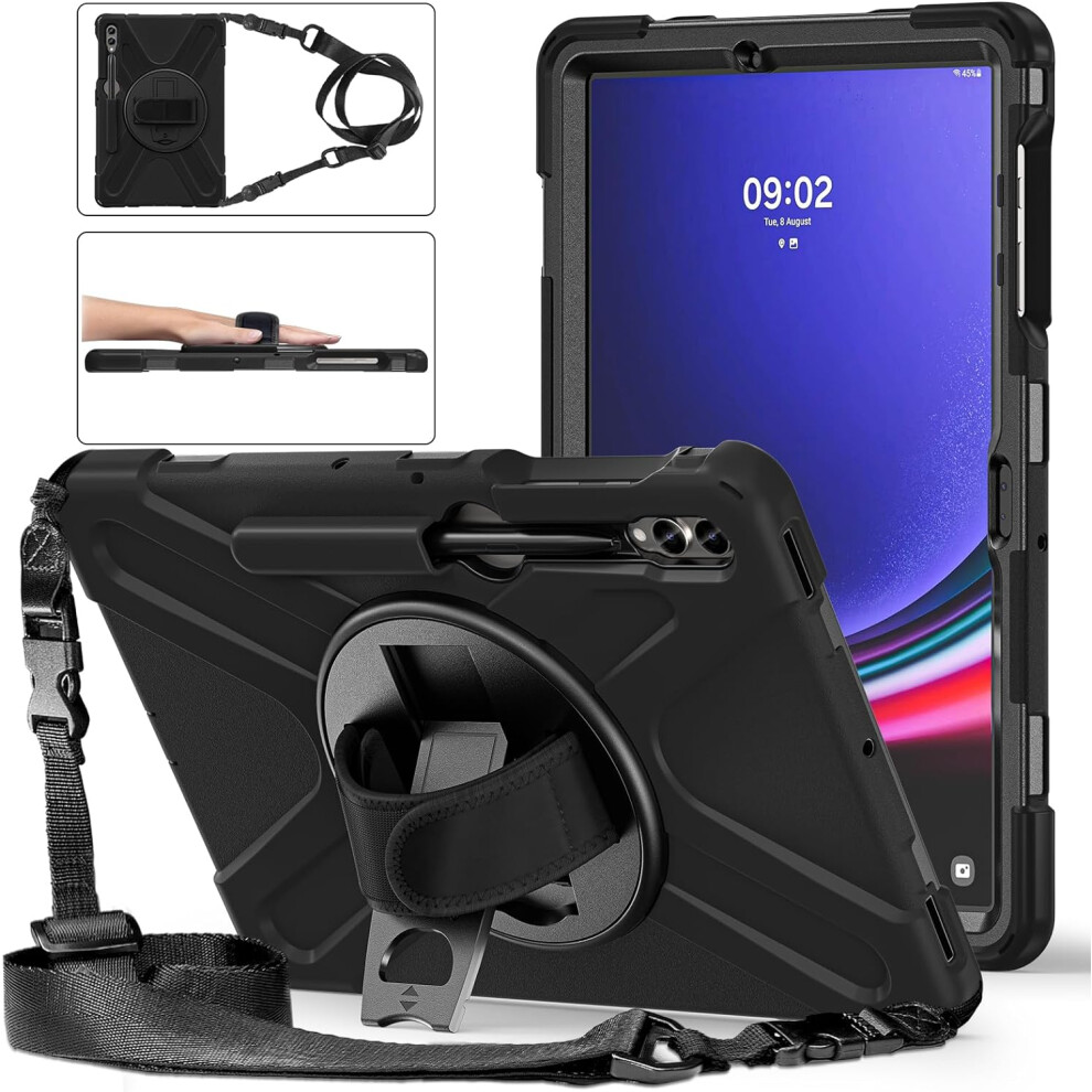 Icatchy Case Samsung Galaxy Tab S9 Plus 12.4 Inch Shockproof Cover Built-In Screen Protector Black 5056298096923