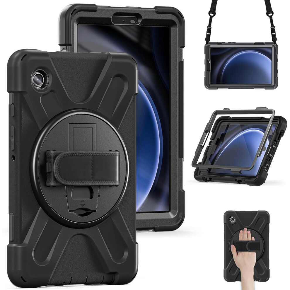 Icatchy Samsung Galaxy Tab A9 8.7 Inch Shockproof Cover Screen Protector Black