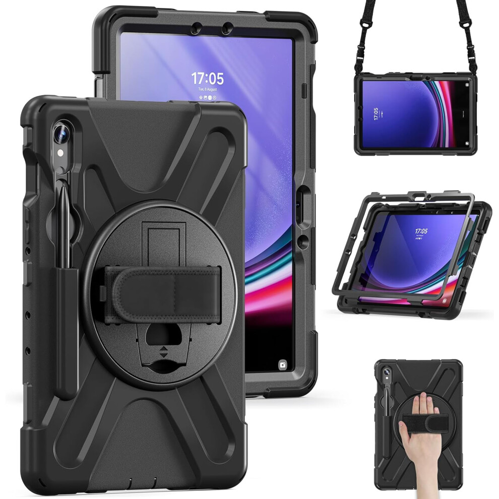 Icatchy Case Samsung Galaxy Tab S9 Fe 11 Inch Shockproof Cover Built-In Screen Protector Black 5056298096947