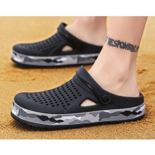 (Black  , EU 44/Women UK 11/Men UK10) Mens Croc Adult Comfy Slip On Casual Clogs Beach Shoes Sandals Slippers