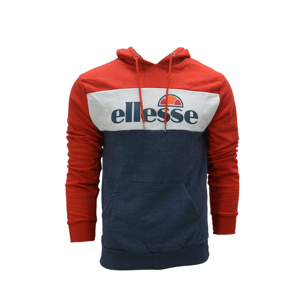 (Red, L) ELLESSE Mens Pullover Hoodie Fleece Top Sweatshirt