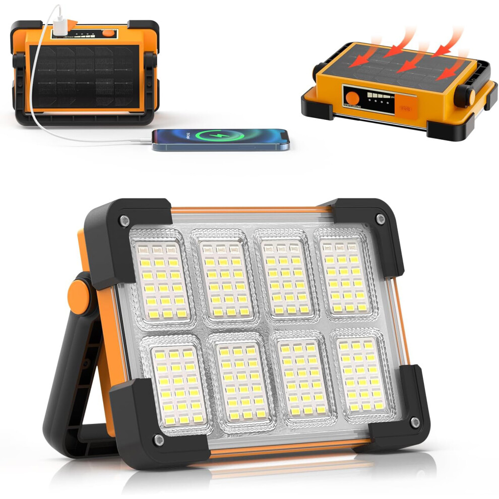 LED Rechargeable Work Light, LED Spot Light with USB Port, Portable Floodlight with 4 Modes, Security Lights Waterproof for Fishing, Hiking, Repairing