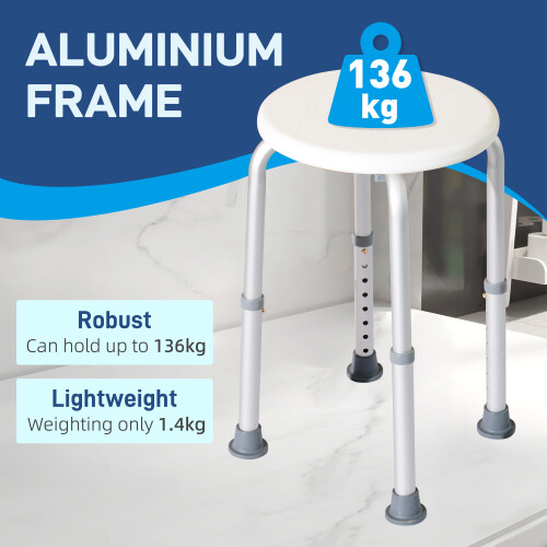 Homcom HOMCOM Bath Chair Height Adjustable Shower Seat for Elderly Disabled White 1