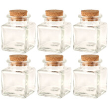 (50ml Square, 6) 6/12 Glass Food Storage Jars Containers Cork Lids
