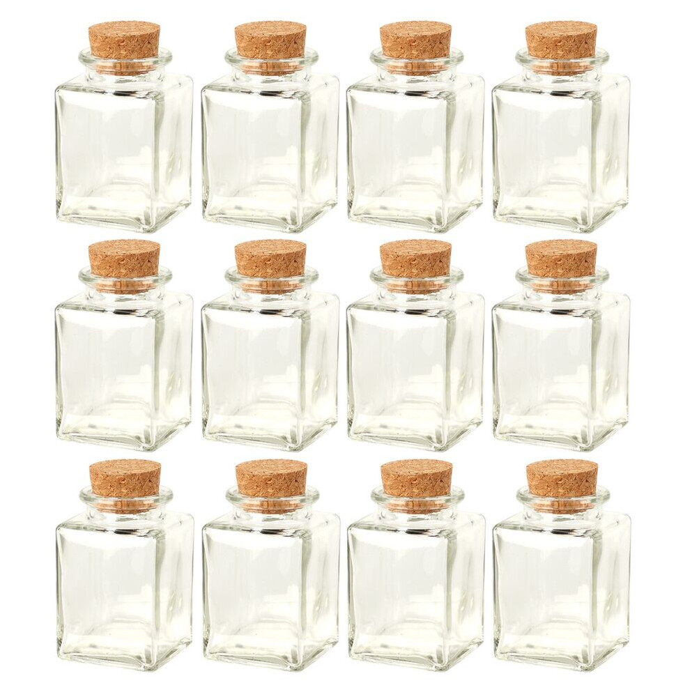 (160ml Square, 12) 6/12 Glass Food Storage Jars Containers Cork Lids
