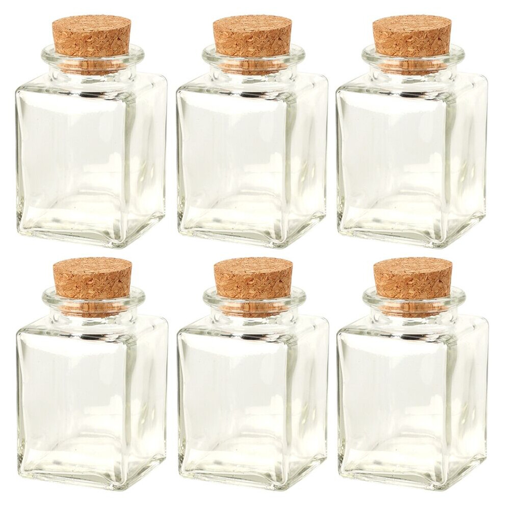 Urbn Living (80Ml Square, 6) 6/12 Glass Food Storage Jars Containers Cork Lids